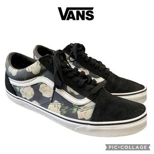 black vans with white roses